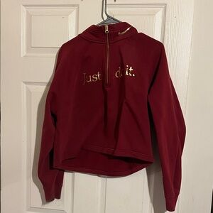 Nike Burgundy Hoodie with Metallic Gold Details